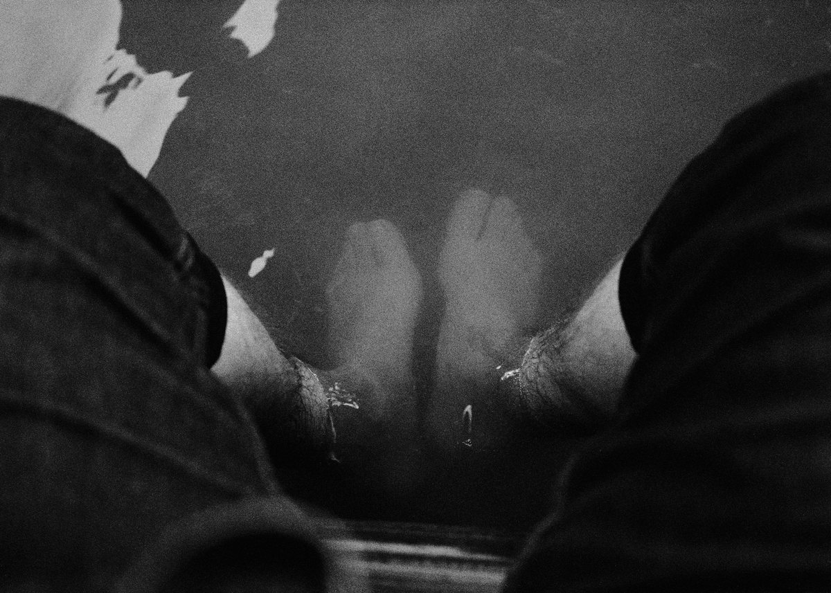 Feet, looking down.